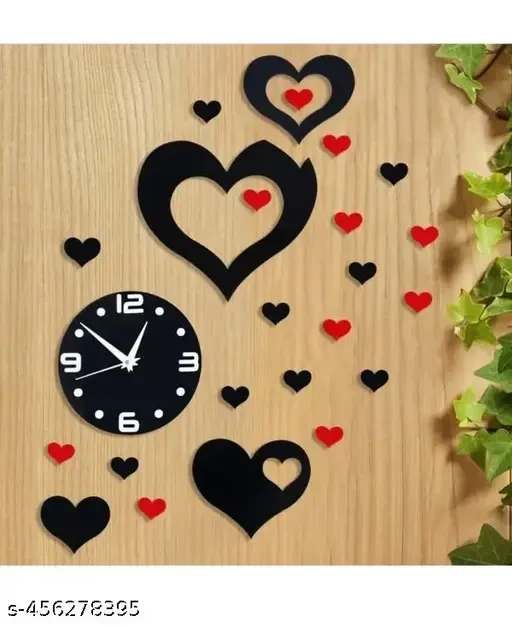 HR Heart wall clock wooden