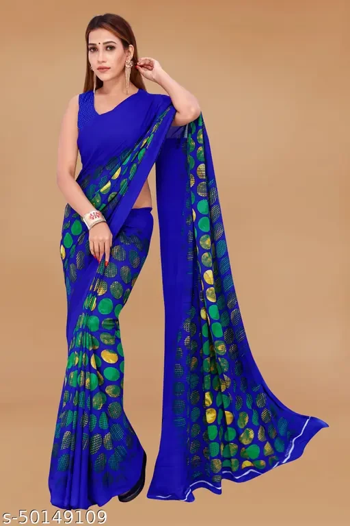 Pretty, Printed Georgette Saree with Blouse Piece