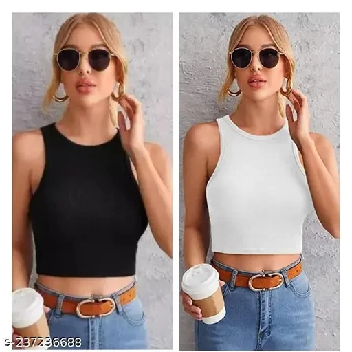 TUSI-TANK TOP COMBO BLACK-WHITE
