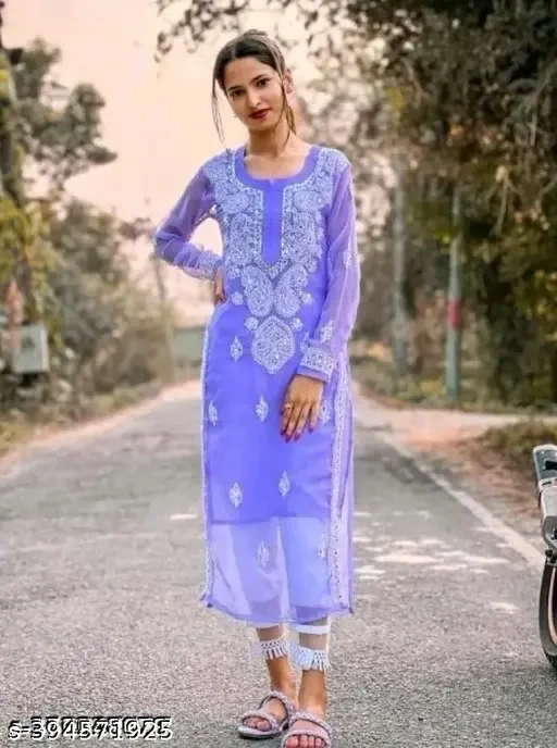 chikankari gala booti miror work with free inner