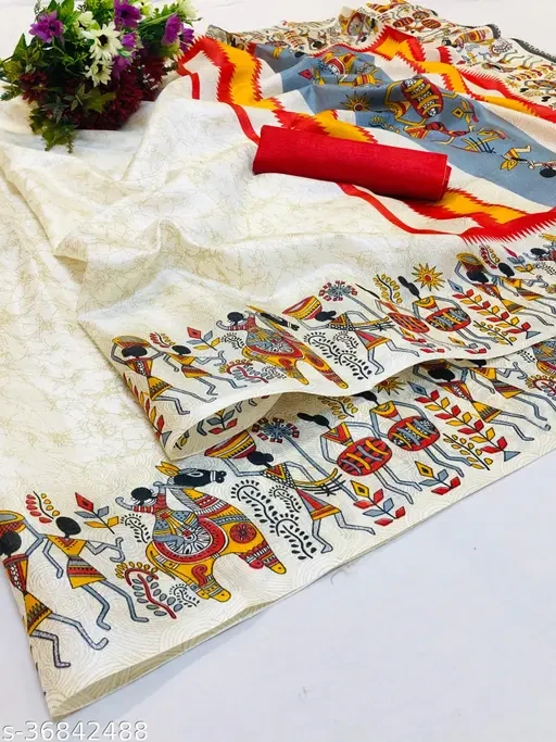 Silk White Saree With Blouse