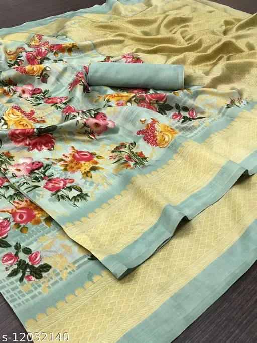 FLORAL PRINTED BLEND SAREE